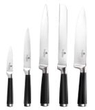 6-dílná sada nerezových nožů v dřevěném stojanu Berlinger Haus Metallic Line Black Royal Collection