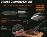 8-dílná sada granitových nožů ve stojanu Berlinger Haus Granit Diamond Line