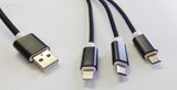 Nabíjecí kabel USB 3v1 látkový
