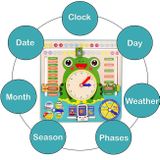 Dětský dřevěný vzdělávací kalendář s hodinami v angličtině