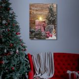 Vánoční LED obrázek s věšákem na zeď 30 x 40 cm