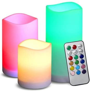 3 LED svíčky Multicolor s dálkovým ovládáním