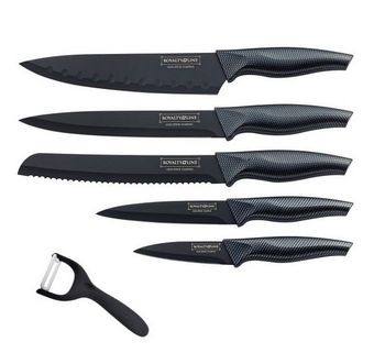 6-dílná sada nožů s antiadhezní vrstvou Royalty Line RL-CB5 s karbonovým vzorem