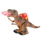 Dinosaurus chrlící oheň s LED osvětlením - hnědý