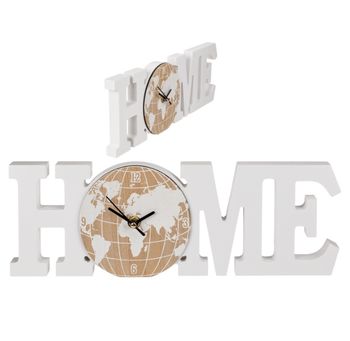 Dřevěné hodiny s motivem zeměkoule Home
