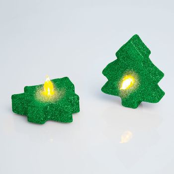 LED svíčka stromeček 2 ks - zelený