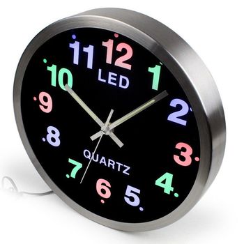 Nástěnné hodiny s barevným LED osvětlením