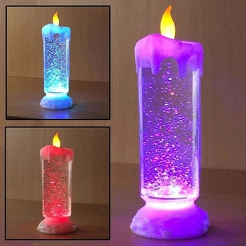 Romantická LED sviečka meniaca farby so snežítkom