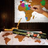 Velká stírací mapa světa-zlatobílá-88x55 cm