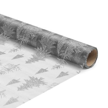 Vánoční běhoun na stůl - šedý / stříbrný 180 x 28 cm