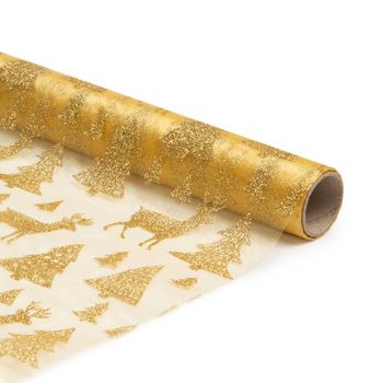 Vánoční běhoun na stůl - zlatý 180 x 28 cm